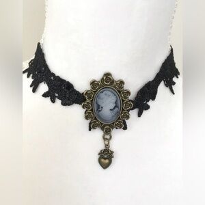 Elegant Black Cameo Choker Necklace